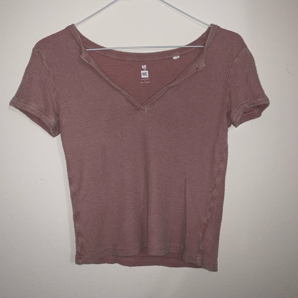 Me to We Tops - Pink Notch V-Neck Tee